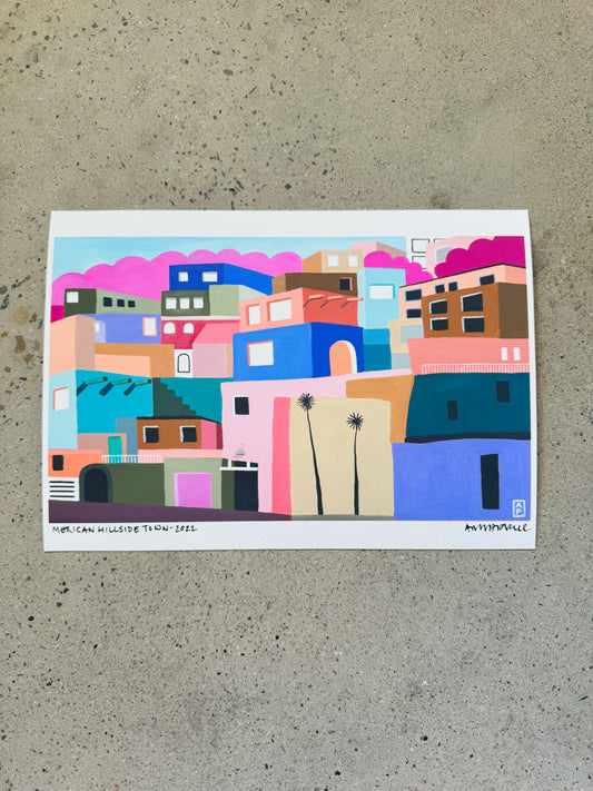A4 Mini Print - Mexican Hillside Town